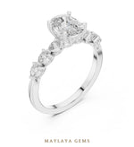 Load image into Gallery viewer, Maylaya Gems elongated cushion pear accent lab-grown diamond ring in white gold
