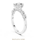 Load image into Gallery viewer, Maylaya Gems elongated cushion pear accent lab-grown diamond ring in white gold
