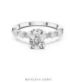 Load image into Gallery viewer, Maylaya Gems elongated cushion pear accent lab-grown diamond ring in white gold

