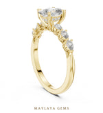 Load image into Gallery viewer, Maylaya Gems elongated cushion pear accent lab-grown diamond ring in yellow gold
