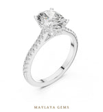 Load image into Gallery viewer, Maylaya Gems oval cathedral pave lab-grown diamond ring in white gold
