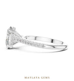 Load image into Gallery viewer, Maylaya Gems oval cathedral pave lab-grown diamond ring in white gold
