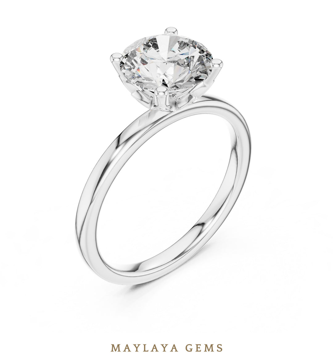 Maylaya Gems round diamond petal lab-grown diamond ring in white gold