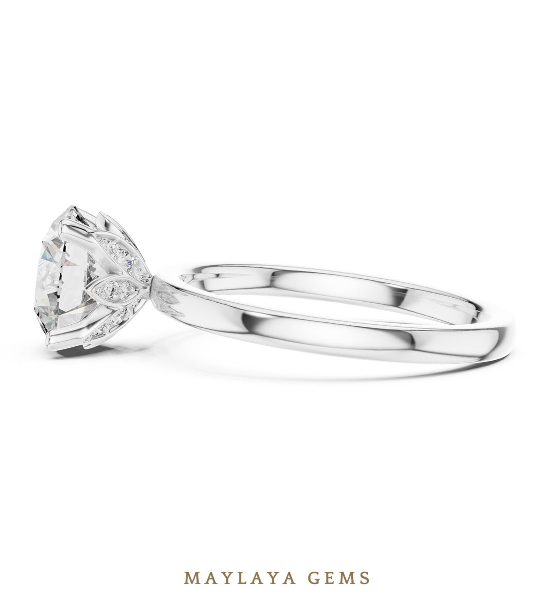Maylaya Gems round diamond petal lab-grown diamond ring in white gold