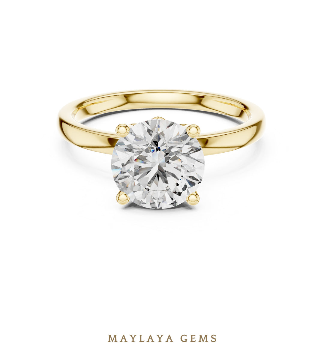 Maylaya Gems round diamond petal lab-grown diamond ring in yellow gold