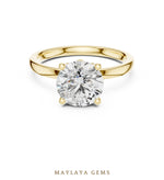 Load image into Gallery viewer, Maylaya Gems round diamond petal lab-grown diamond ring in yellow gold
