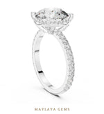 Load image into Gallery viewer, Maylaya Gems round paved gallery lab-grown diamond ring in white gold
