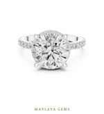 Load image into Gallery viewer, Maylaya Gems round paved gallery lab-grown diamond ring in white gold
