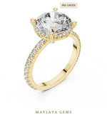 Load image into Gallery viewer, Maylaya Gems round paved gallery lab-grown diamond ring in yellow gold
