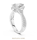 Load image into Gallery viewer, Maylaya Gems pear halo braided pave lab-grown diamond ring in white gold
