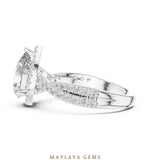 Load image into Gallery viewer, Maylaya Gems pear halo braided pave lab-grown diamond ring in white gold
