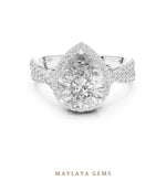 Load image into Gallery viewer, Maylaya Gems pear halo braided pave lab-grown diamond ring in white gold
