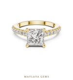 Load image into Gallery viewer, Maylaya Gems princess cathedral pave lab-grown diamond ring in yellow gold

