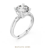 Load image into Gallery viewer, Maylaya Gems round beaded hidden halo lab-grown diamond ring in white gold
