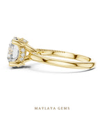 Load image into Gallery viewer, Maylaya Gems round beaded hidden halo lab-grown diamond ring in yellow gold
