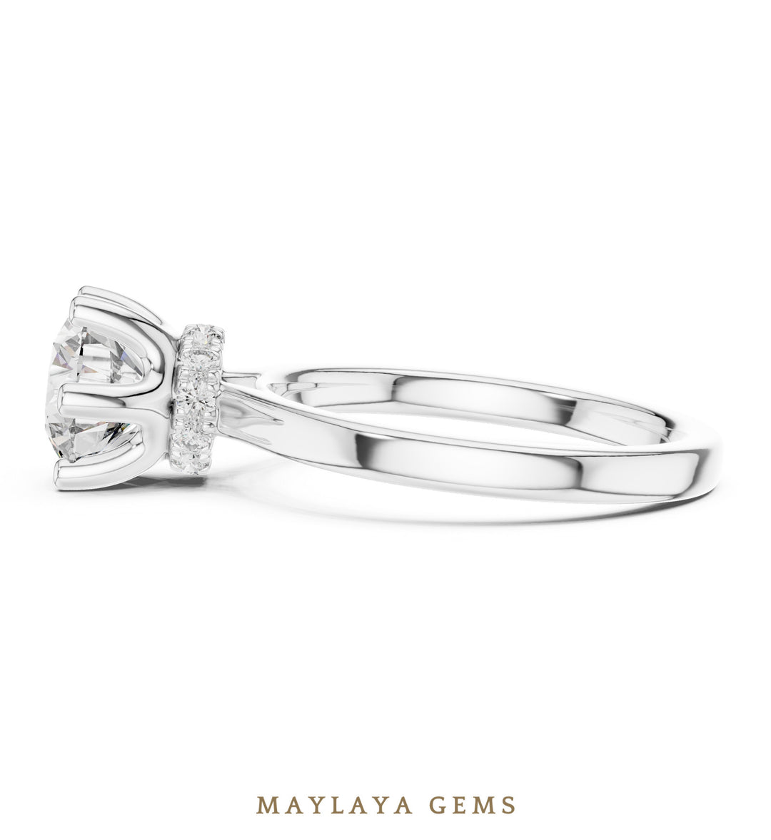 Maylaya Gems round petal collar lab-grown diamond ring in white gold