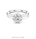 Load image into Gallery viewer, Maylaya Gems round petal collar lab-grown diamond ring in white gold
