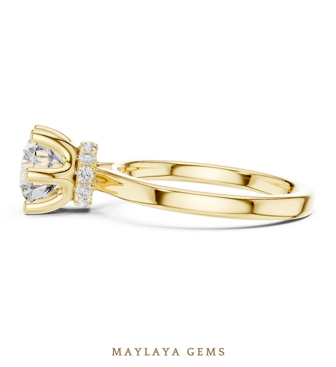 Maylaya Gems round petal collar lab-grown diamond ring in yellow gold