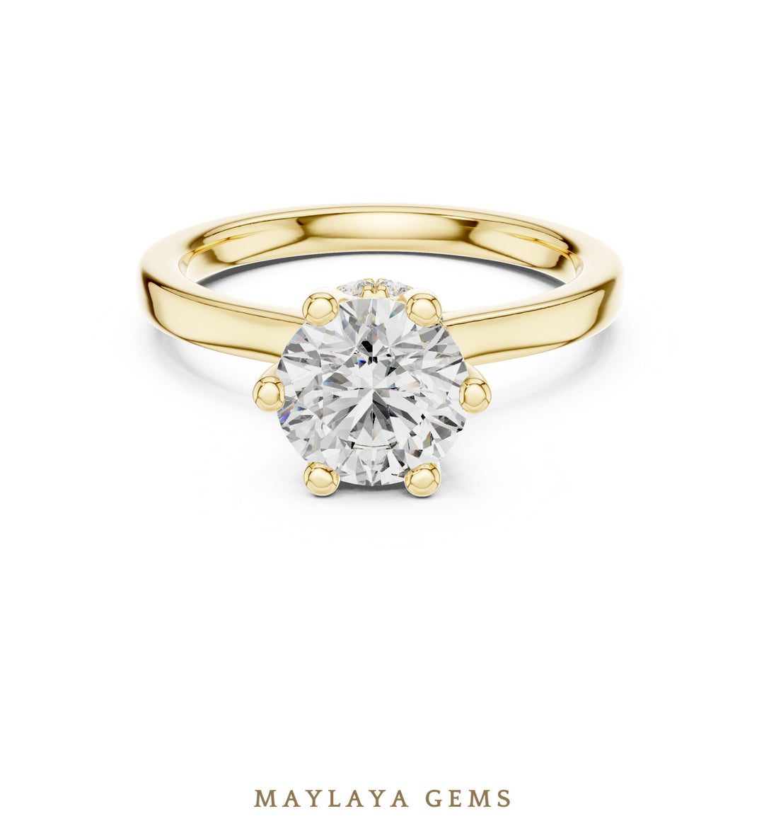 Maylaya Gems round petal collar lab-grown diamond ring in yellow gold