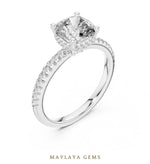 Load image into Gallery viewer, Maylaya Gems cushion hidden halo lab-grown diamond ring in white gold
