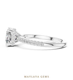 Load image into Gallery viewer, Maylaya Gems cushion hidden halo lab-grown diamond ring in white gold
