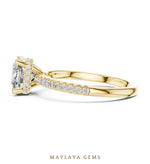 Load image into Gallery viewer, Maylaya Gems cushion hidden halo lab-grown diamond ring in yellow gold
