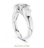 Load image into Gallery viewer, Maylaya Gems princess square bezel trilogy lab-grown diamond ring in white gold
