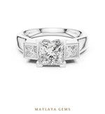Load image into Gallery viewer, Maylaya Gems princess square bezel trilogy lab-grown diamond ring in white gold
