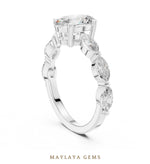 Load image into Gallery viewer, Maylaya Gems oval marquise bezel shoulder lab-grown diamond ring in white gold
