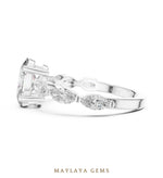Load image into Gallery viewer, Maylaya Gems oval marquise bezel shoulder lab-grown diamond ring in white gold
