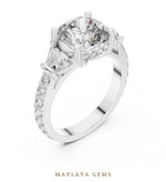 Load image into Gallery viewer, Maylaya Gems cushion baguette trilogy lab-grown diamond ring in white gold
