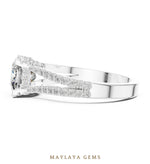 Load image into Gallery viewer, Maylaya Gems cushion open pave rails lab-grown diamond ring in white gold
