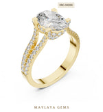 Load image into Gallery viewer, Maylaya Gems oval open pave rails lab-grown diamond ring in yellow gold
