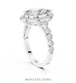 Load image into Gallery viewer, Maylaya Gems pear halo bezel accent lab-grown diamond ring in white gold
