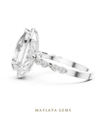 Load image into Gallery viewer, Maylaya Gems pear halo bezel accent lab-grown diamond ring in white gold
