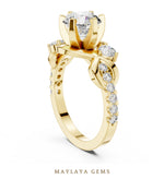 Load image into Gallery viewer, Maylaya Gems round open loop accents lab-grown diamond ring in yellow gold
