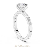 Load image into Gallery viewer, Maylaya Gems round flush accent lab-grown diamond ring in white gold
