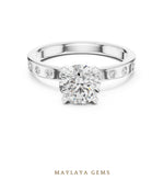 Load image into Gallery viewer, Maylaya Gems round flush accent lab-grown diamond ring in white gold
