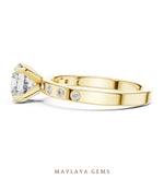Load image into Gallery viewer, Maylaya Gems round flush accent lab-grown diamond ring in yellow gold
