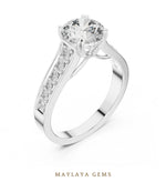 Load image into Gallery viewer, Maylaya Gems round scroll gallery channel lab-grown diamond ring in white gold
