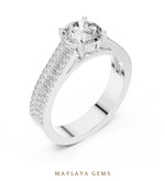 Load image into Gallery viewer, Maylaya Gems round baguette channel lab-grown diamond ring in white gold
