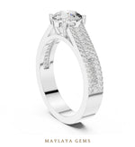 Load image into Gallery viewer, Maylaya Gems round baguette channel lab-grown diamond ring in white gold
