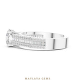 Load image into Gallery viewer, Maylaya Gems round baguette channel lab-grown diamond ring in white gold
