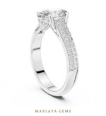Load image into Gallery viewer, Maylaya Gems oval double pave rails lab-grown diamond ring in white gold
