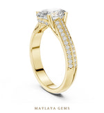 Load image into Gallery viewer, Maylaya Gems oval double pave rails lab-grown diamond ring in yellow gold
