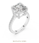 Load image into Gallery viewer, Maylaya Gems square emerald paved prongs lab-grown diamond ring in white gold
