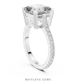 Load image into Gallery viewer, Maylaya Gems square emerald paved prongs lab-grown diamond ring in white gold
