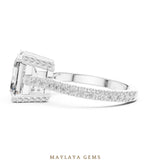 Load image into Gallery viewer, Maylaya Gems square emerald paved prongs lab-grown diamond ring in white gold
