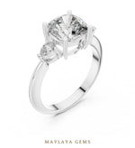 Load image into Gallery viewer, Maylaya Gems cushion pear trilogy lab-grown diamond ring in white gold
