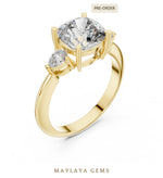 Load image into Gallery viewer, Maylaya Gems cushion pear trilogy lab-grown diamond ring in yellow gold
